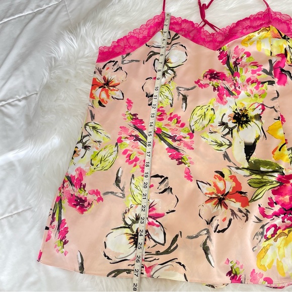 Cacique Satin + Lace Strappy Negligee Babydoll Nightie Floral Pink Yellow 18/20 - Picture 13 of 13